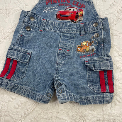 Y2K Cars Lightning McQueen Denim Shortalls - 18 Months