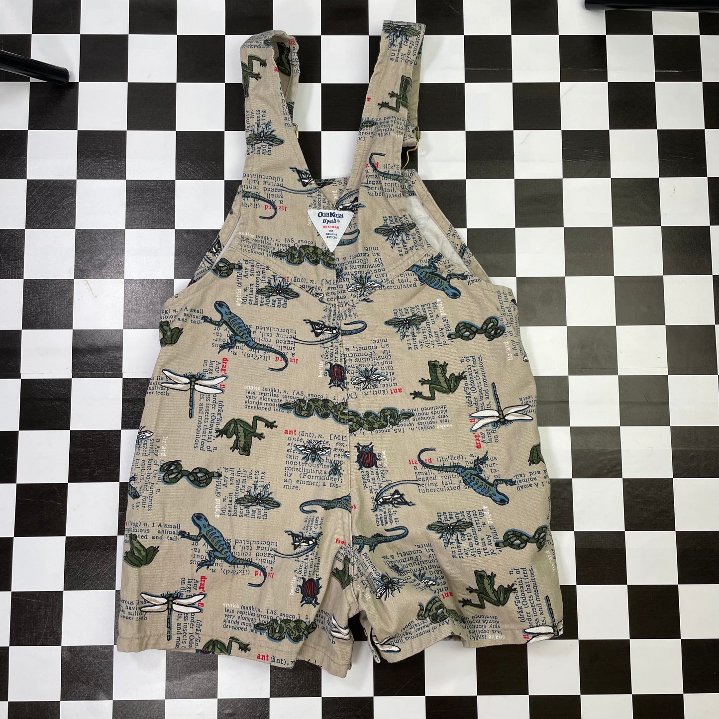 Vintage Oshkosh B'Gosh Insect Frog Snake Shortalls - 4T