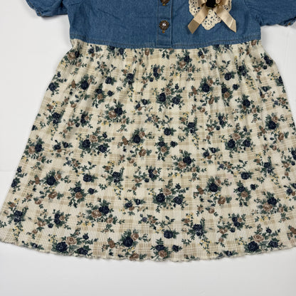 Vintage 1990's Floral Denim Dress - 5/6