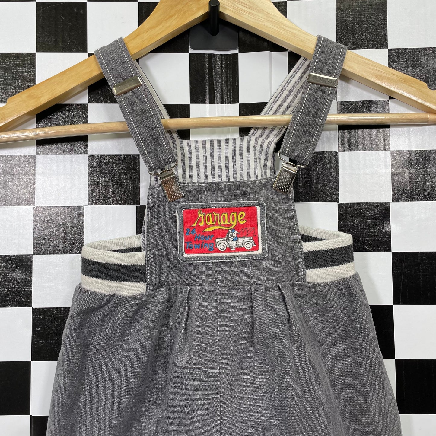 Vintage Garage Grey Clip Jogger Overalls - 18 Months