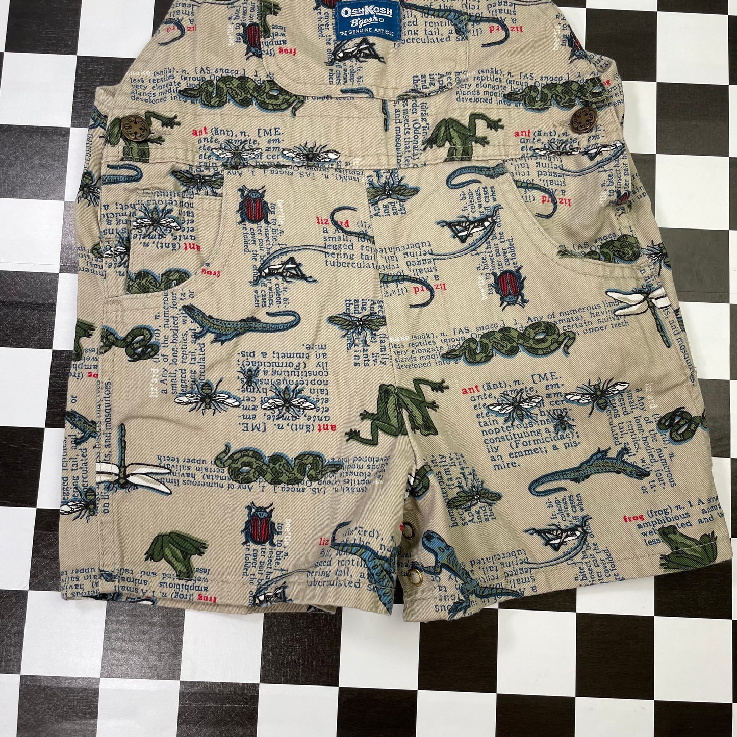 Vintage Oshkosh B'Gosh Insect Frog Snake Shortalls - 4T