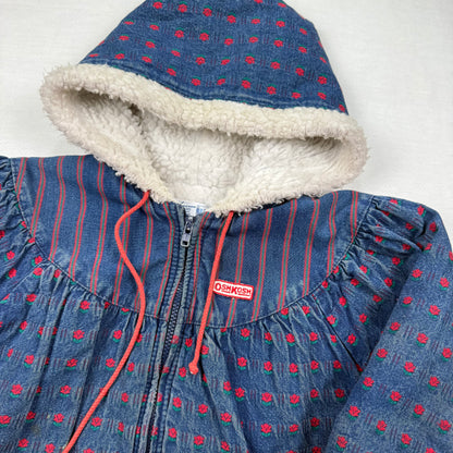 Vintage 1980's Oshkosh B'Gosh Sherpa Lined Floral Rose Jacket - Toddler 4T