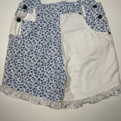 Vintage Floral Denim Short Overalls - Youth Medium