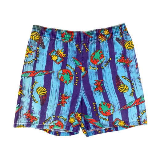 Vintage Funky Print Volleyball Surf Shorts - Size 6/7