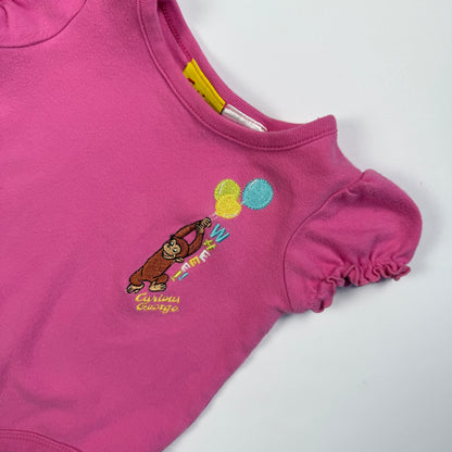 Vintage Y2K Curious George Balloon Embroidered Onesie - 12 Months