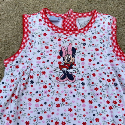 Vintage Y2K Minnie Mouse Floral Gingham Romper - 6/9 Months