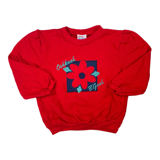 Vintage Oshkosh B'Gosh Red Flower Crew Neck Sweatshirt - 5T