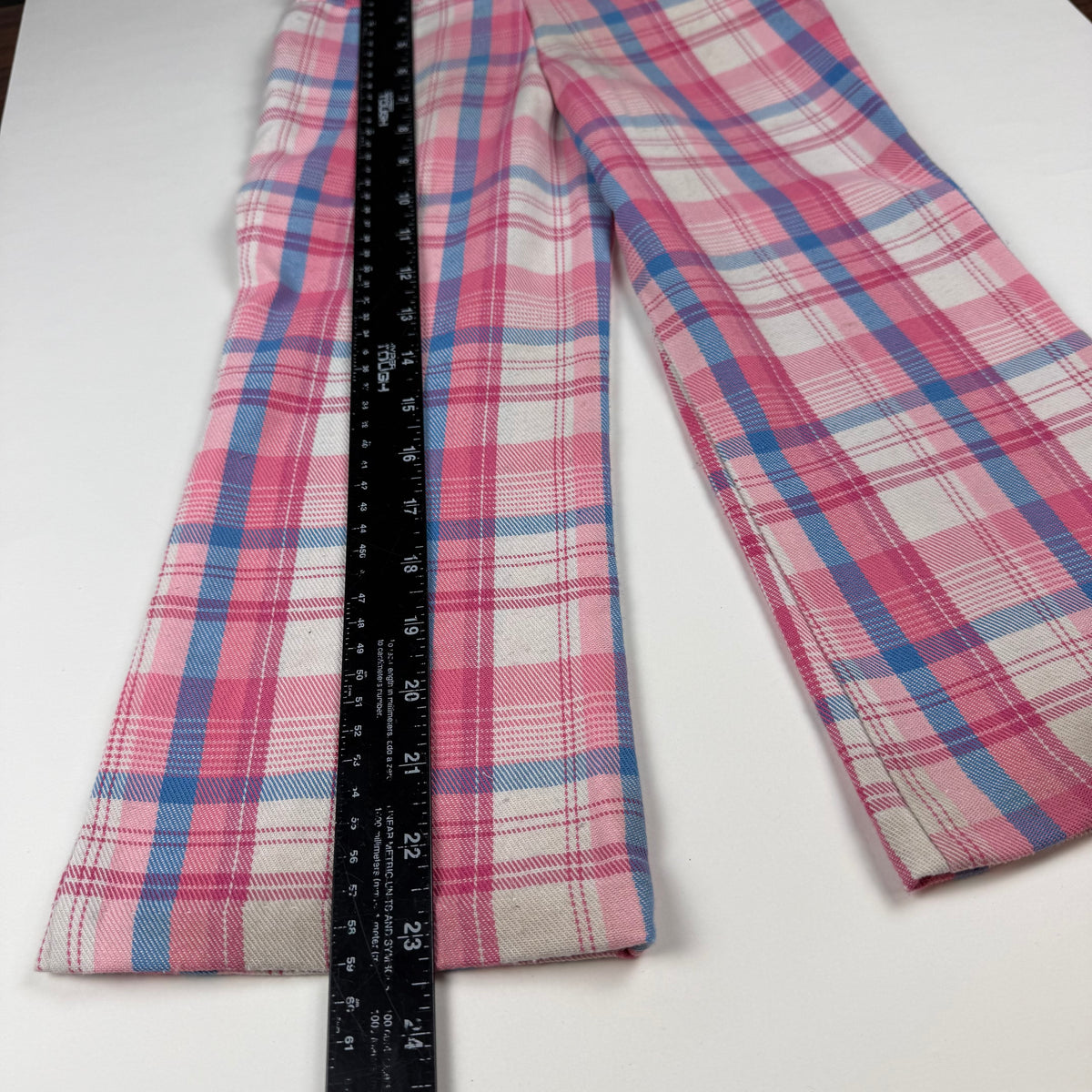 Vintage 1970's Garanimals Plaid Pink Blue Pants - 2T