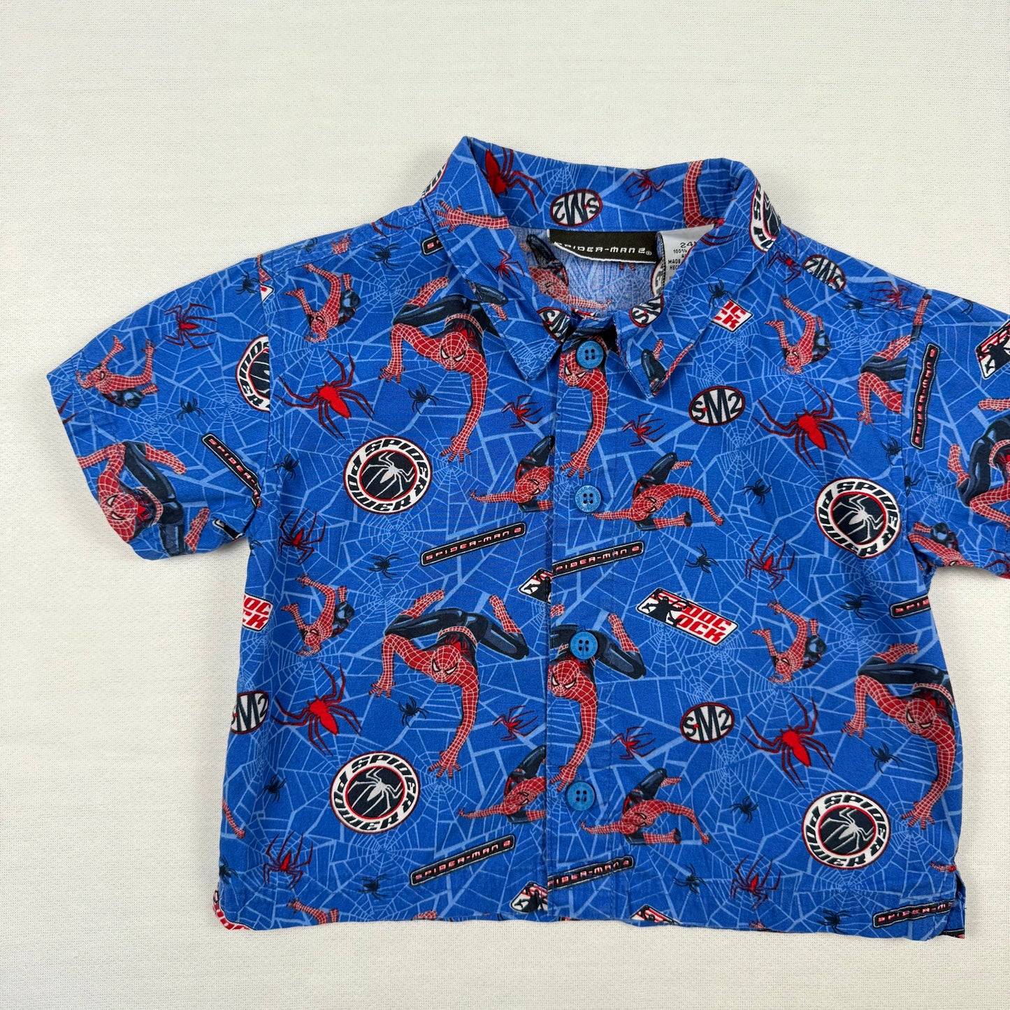 2005 Spider Man AOP Button Down Shirt - 24 Months