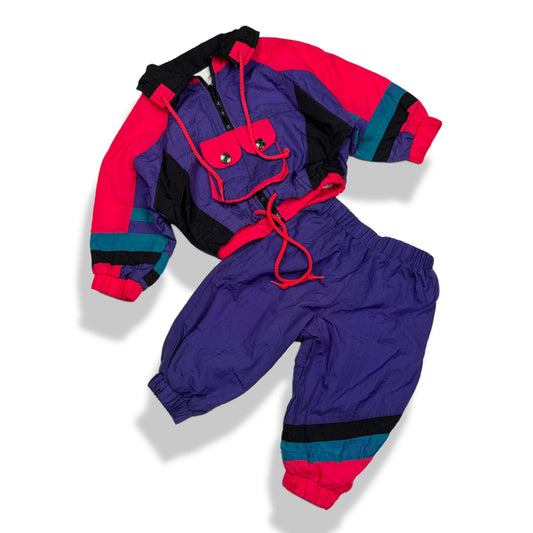 Vintage Color Block Windbreaker Two Piece Set - 12 Months