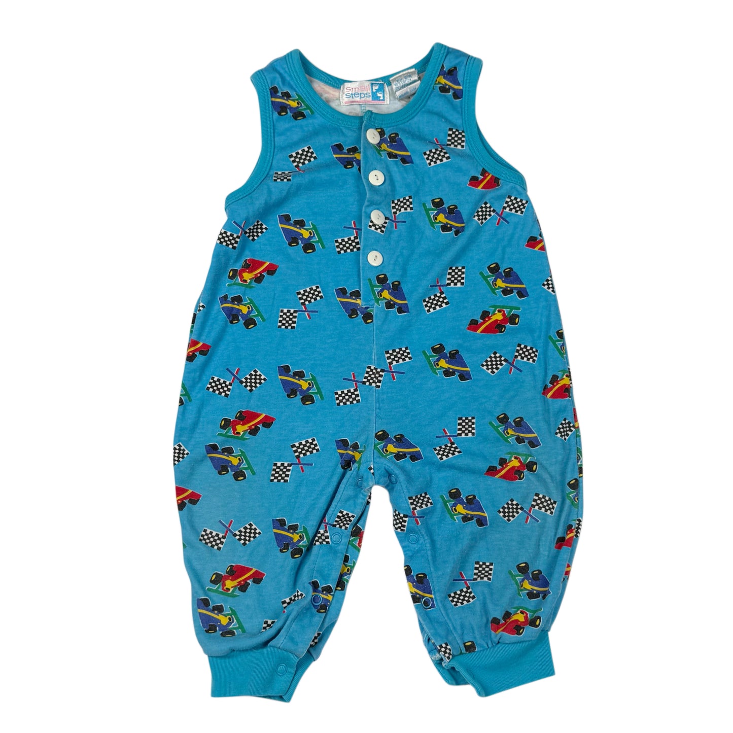 Vintage Small Steps Car Racing Romper - 12 Months