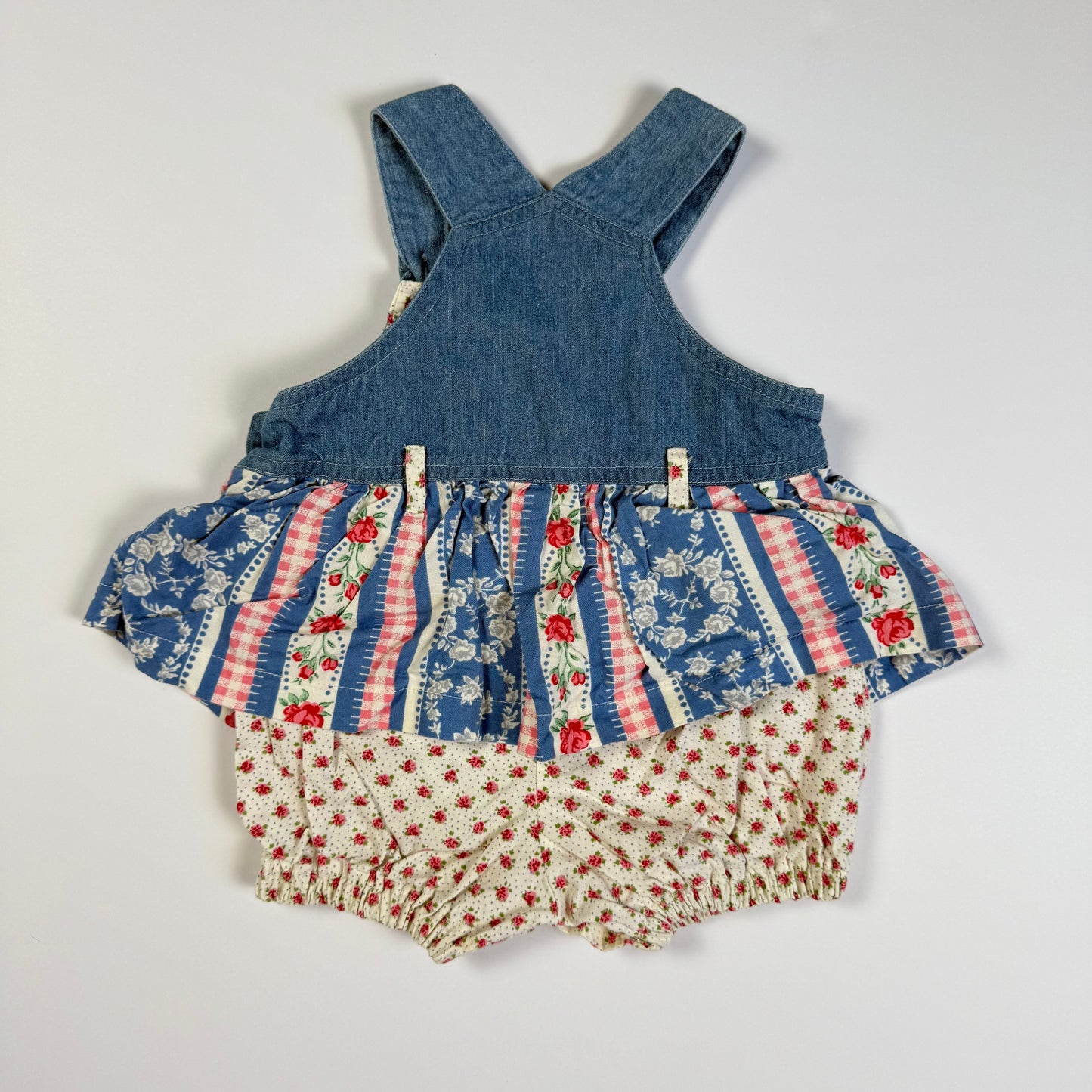 Vintage Baby Beluga Floral Denim Romper - 3/6 Months