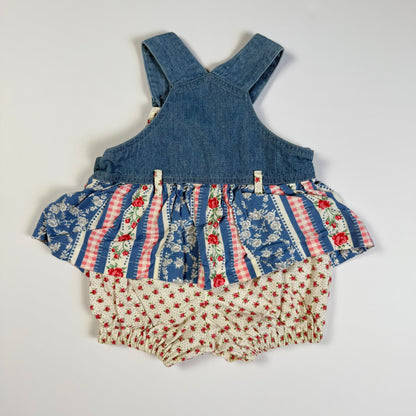 Vintage Baby Beluga Floral Denim Romper - 3/6 Months