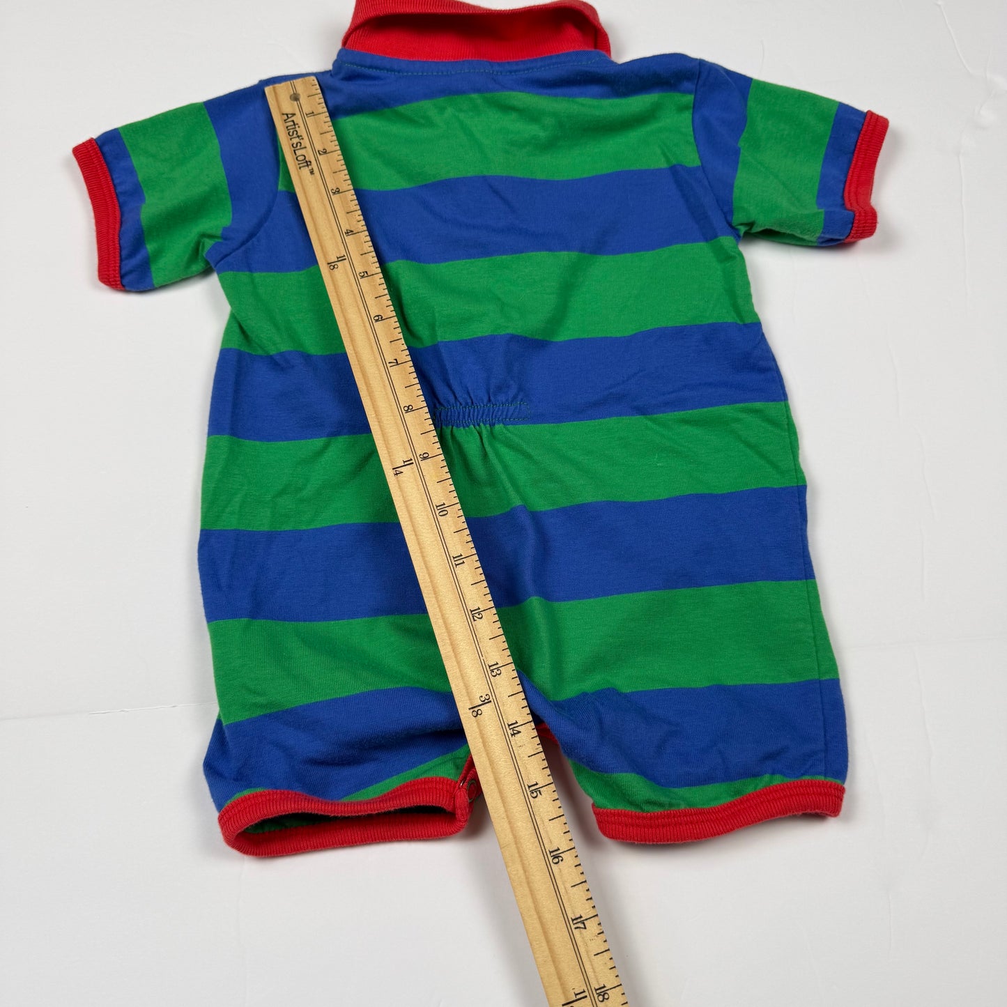 Vintage Small Steps Striped Collared Romper - 6/9 Months