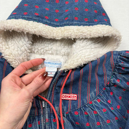 Vintage 1980's Oshkosh B'Gosh Sherpa Lined Floral Rose Jacket - Toddler 4T