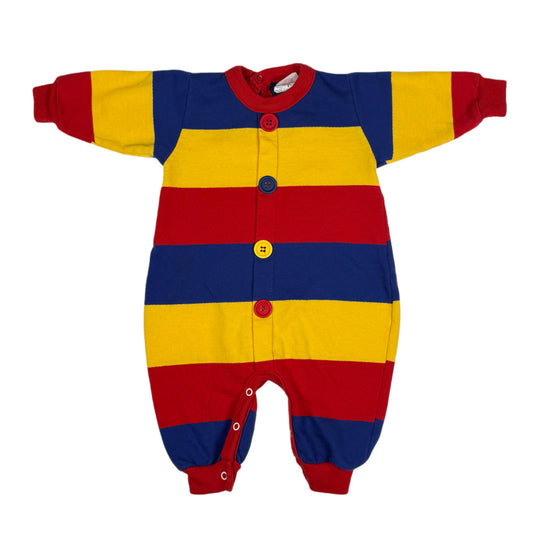 Vintage Buster Brown Striped Color Block Romper - 6/12 Months