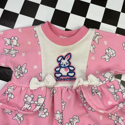 Vintage Oshkosh B'Gosh Bunny Pink Romper - 3/6 Months