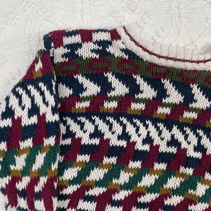 Vintage Funky Print Knit Sweater - 3/4T