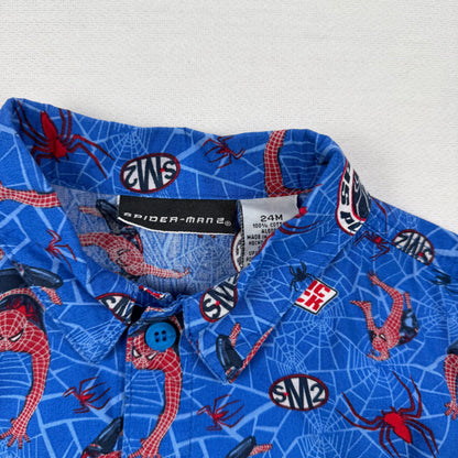 2005 Spider Man AOP Button Down Shirt - 24 Months