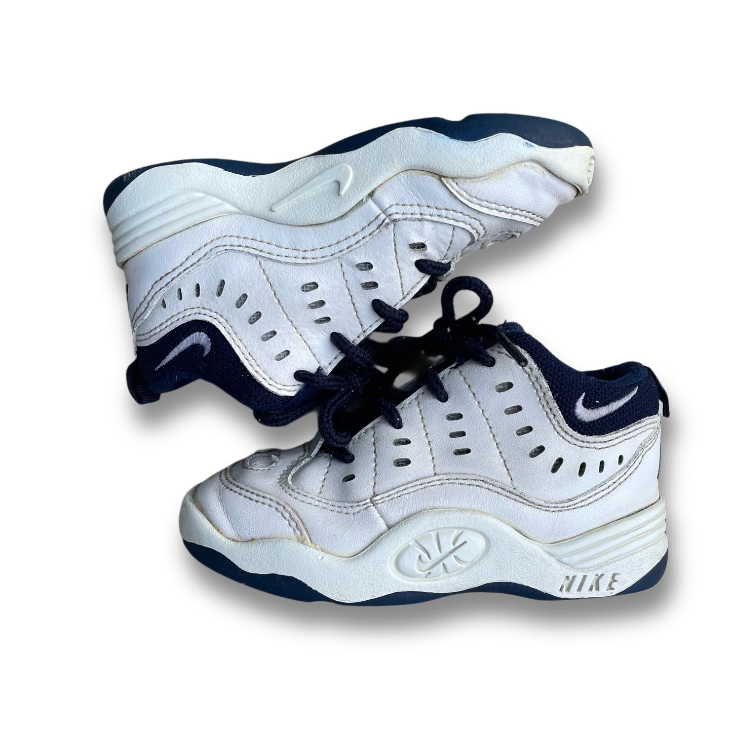 Toddler Y2K White and Navy Blue Nike Sneakers - Size 8C