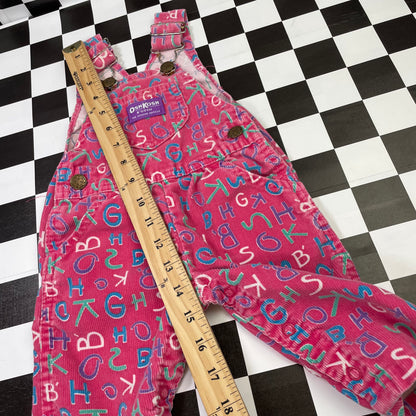 Vintage Oshkosh B'Gosh Letter Spell Out Corduroy Overalls - 3/6 Months