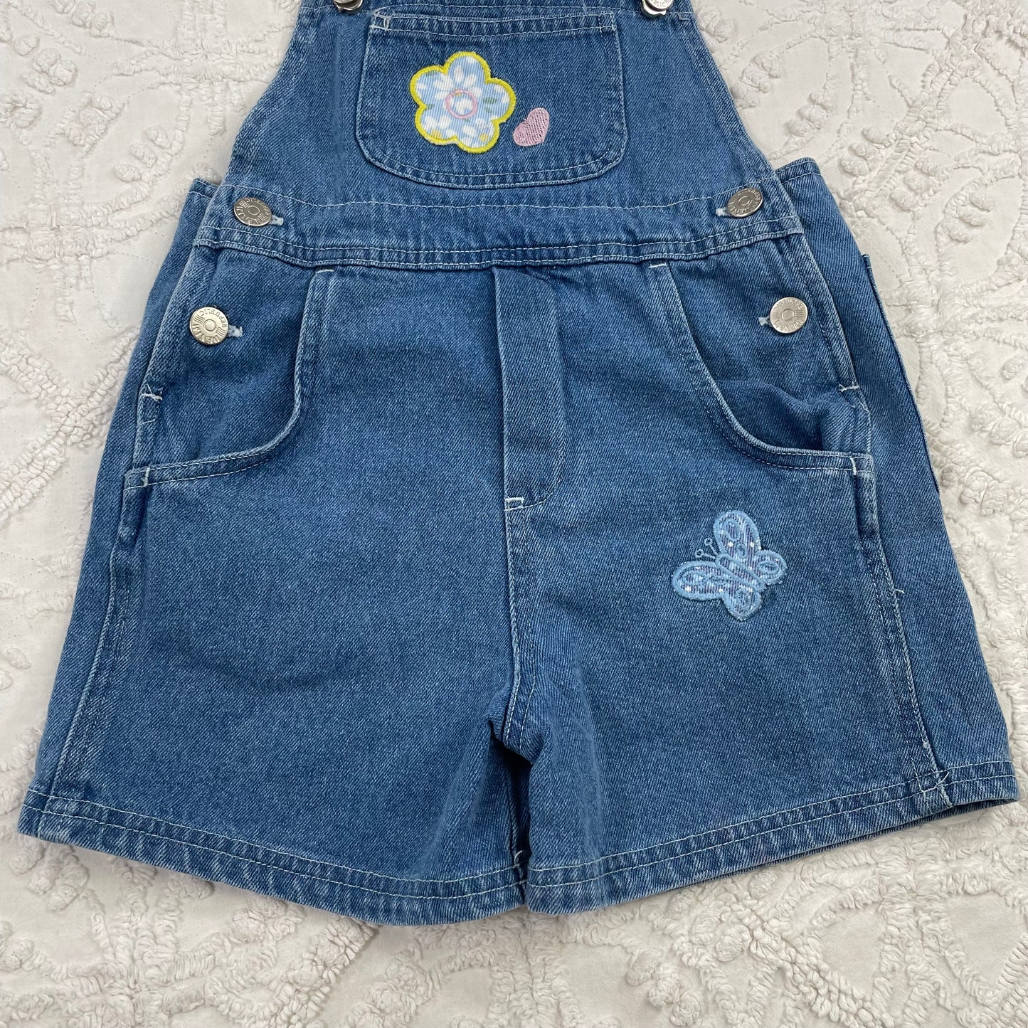 Vintage Denim Floral Shortalls - 5T