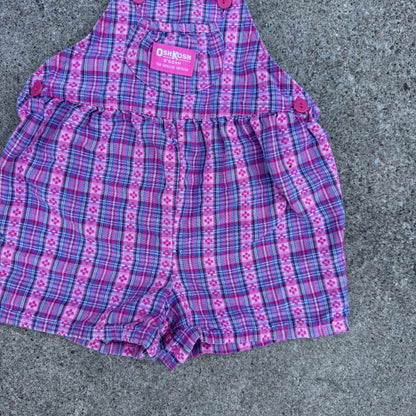 Vintage Oshkosh B'Gosh Pink Plaid Shortalls Romper - 3T