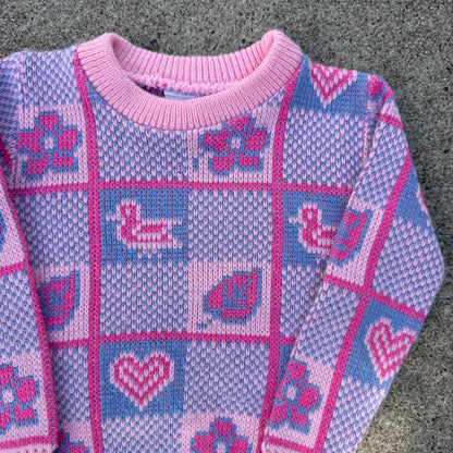 Vintage 1980's Pink Knit Sweater - 2T