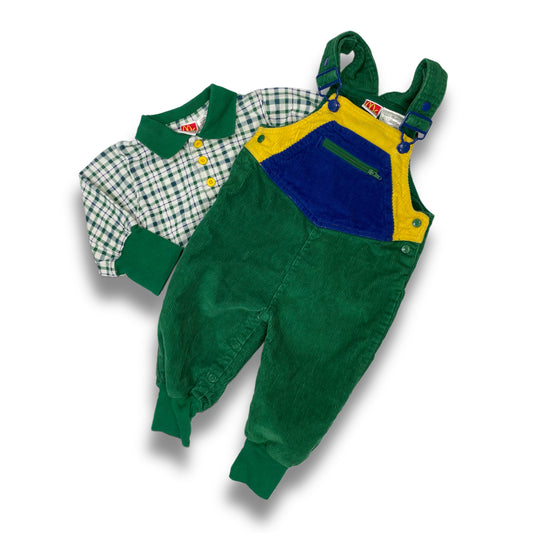 Vintage McKids Corduroy Overalls and Shirt Set - 12 Months