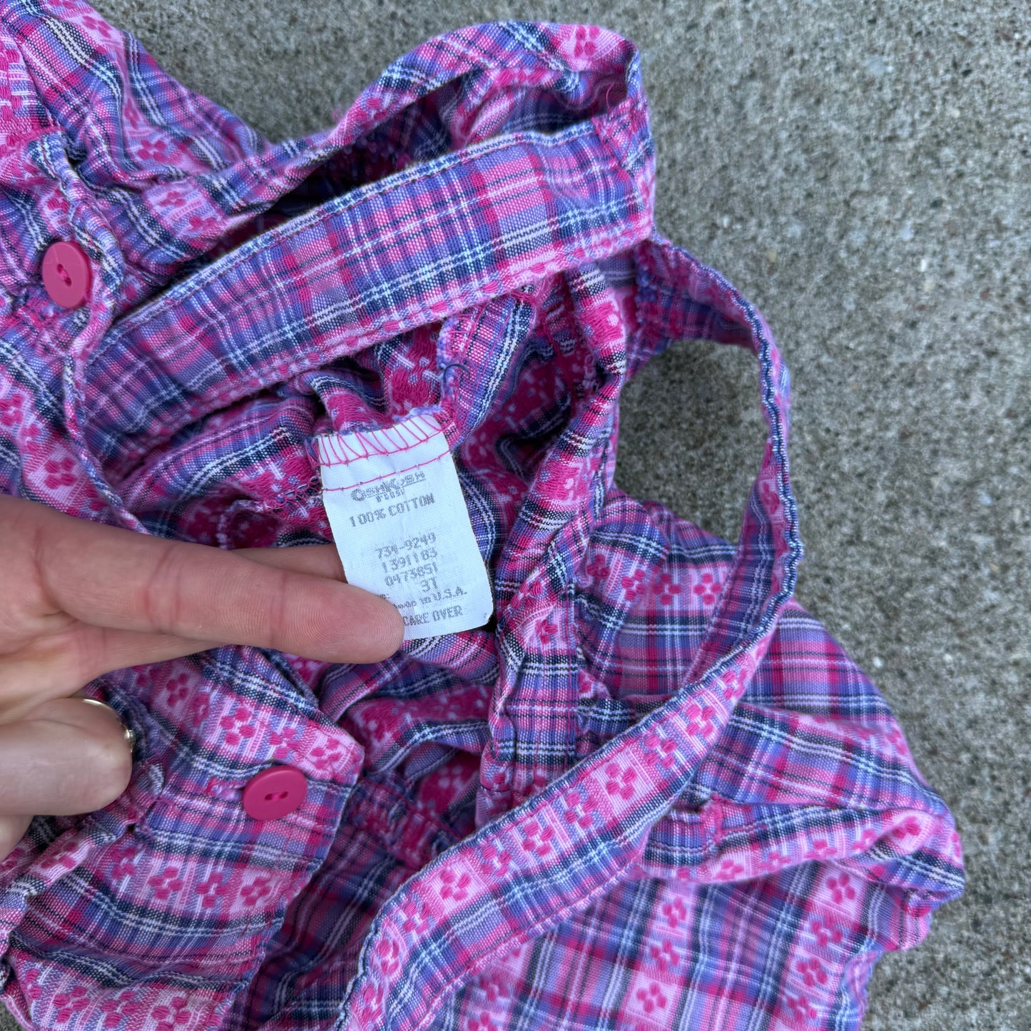 Vintage Oshkosh B'Gosh Pink Plaid Shortalls Romper - 3T