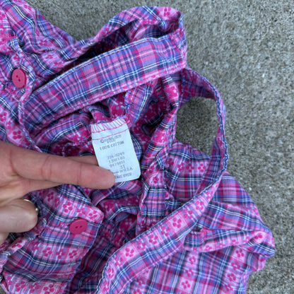 Vintage Oshkosh B'Gosh Pink Plaid Shortalls Romper - 3T