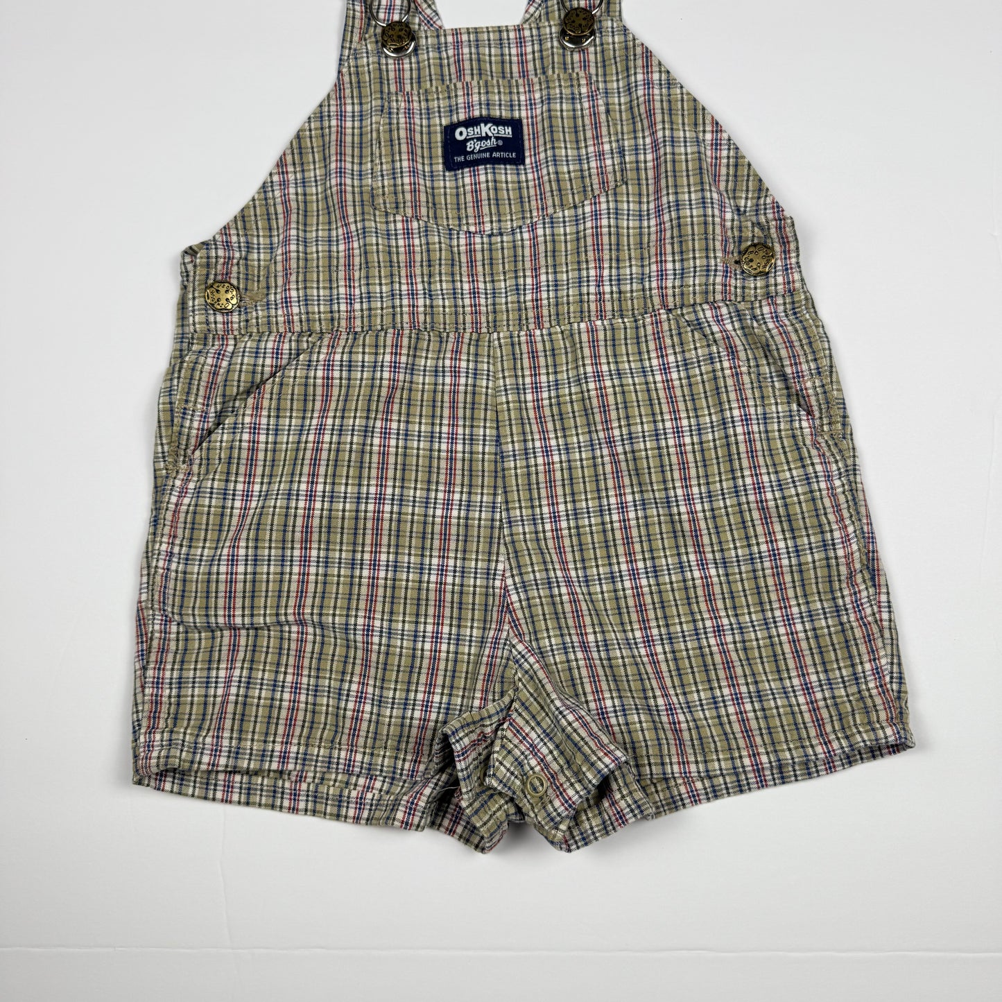 Vintage Oshkosh B'Gosh Plaid Short Overalls - 3T