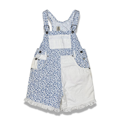 Vintage Floral Denim Short Overalls - Youth Medium