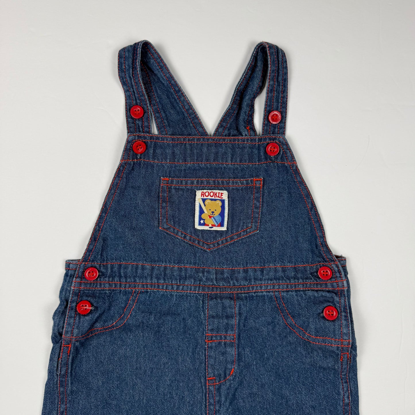 Y2K Rookie Baseball Denim Overalls - 6/9 Months