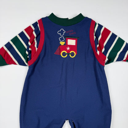 Vintage Health-Tex Striped Train Romper - 6/9 Months