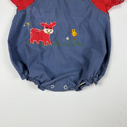 Vintage Cow Farm Romper - 12 Months