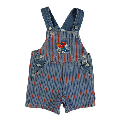 Vintage 1990's Elmo Baseball Striped Shortalls - 18 Months