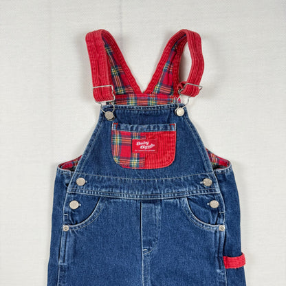 Vintage Oshkosh B'Gosh Denim Plaid Overalls - 24 Months