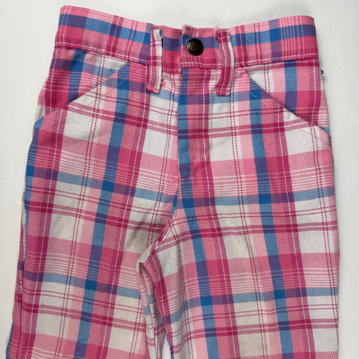 Vintage 1970's Garanimals Plaid Pink Blue Pants - 2T