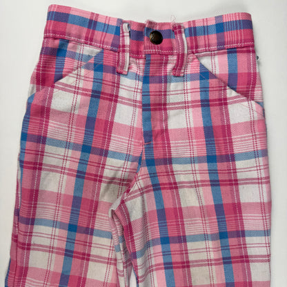 Vintage 1970's Garanimals Plaid Pink Blue Pants - 2T