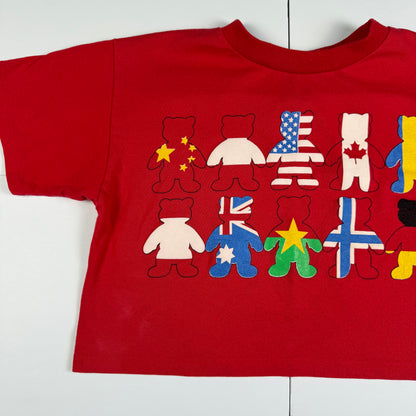 Vintage Spumoni Bear Flag Cropped Shirt - Youth Large