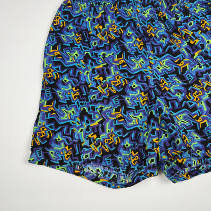Vintage Funky Print Neon Surf Shorts - Youth Large