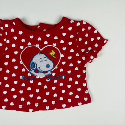 Y2K Baby Snoopy Polka Dot Shirt - 3/6 Months