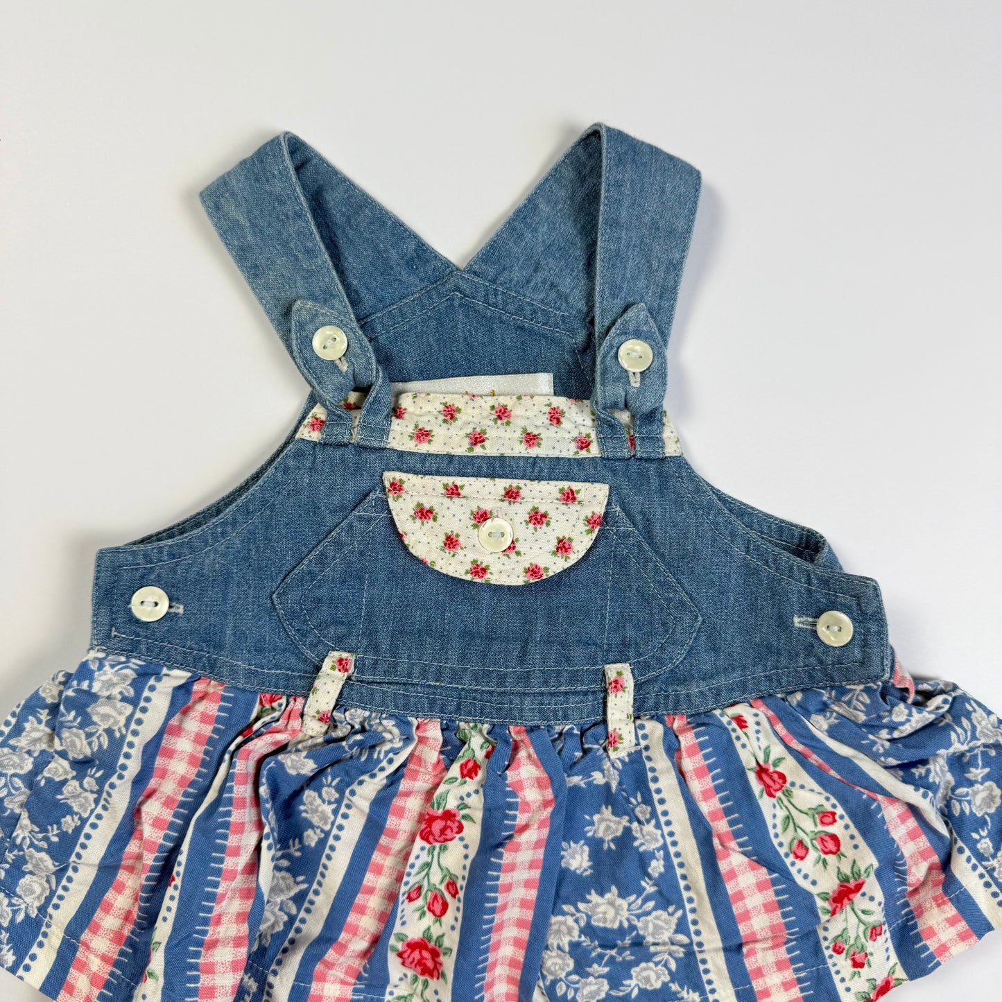 Vintage Baby Beluga Floral Denim Romper - 3/6 Months