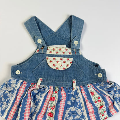 Vintage Baby Beluga Floral Denim Romper - 3/6 Months
