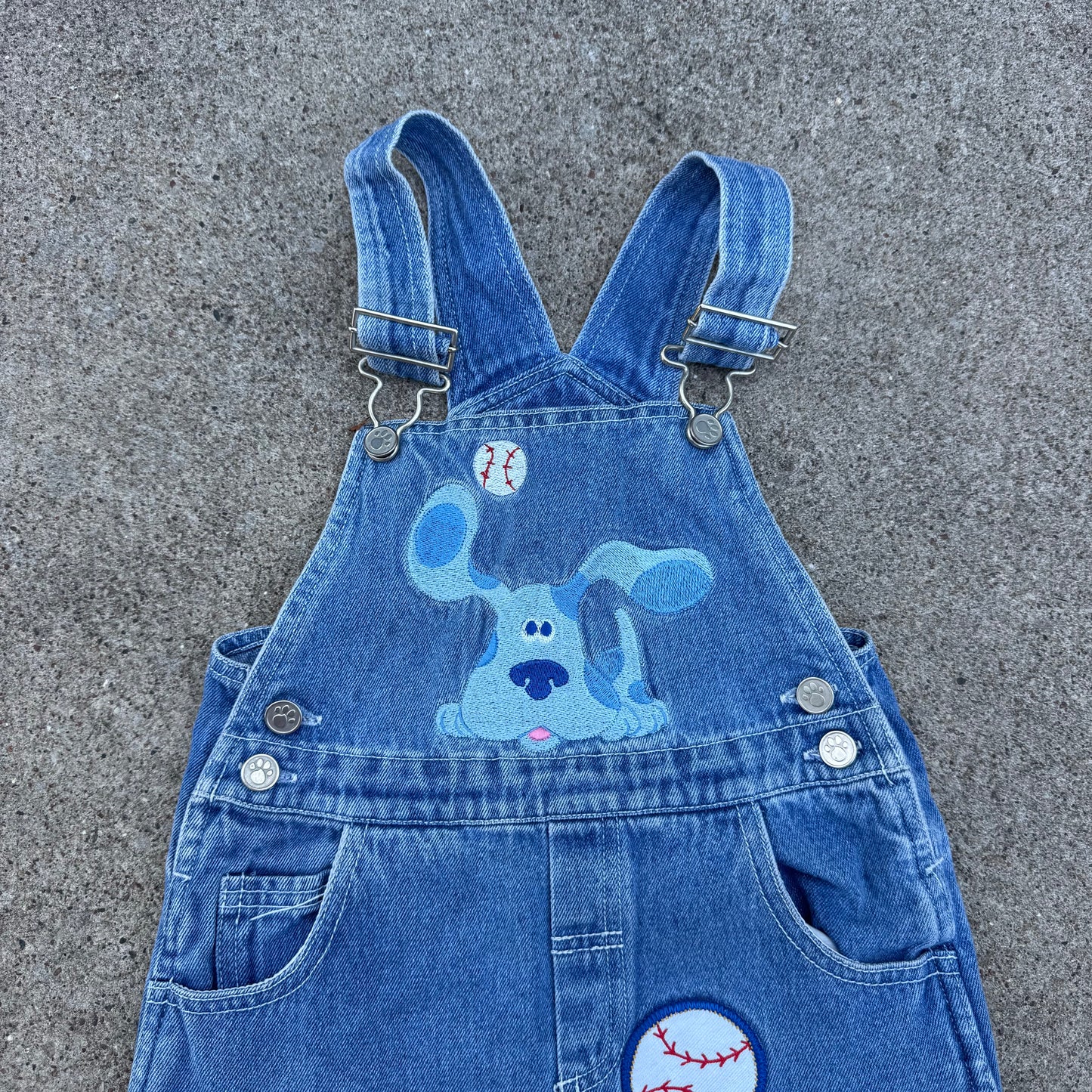 Vintage Y2K Blues Clues Baseball Denim Overalls - 4T