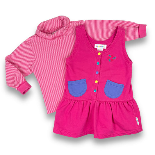 Vintage Gymboree Heart Dress and Striped Turtleneck - Small