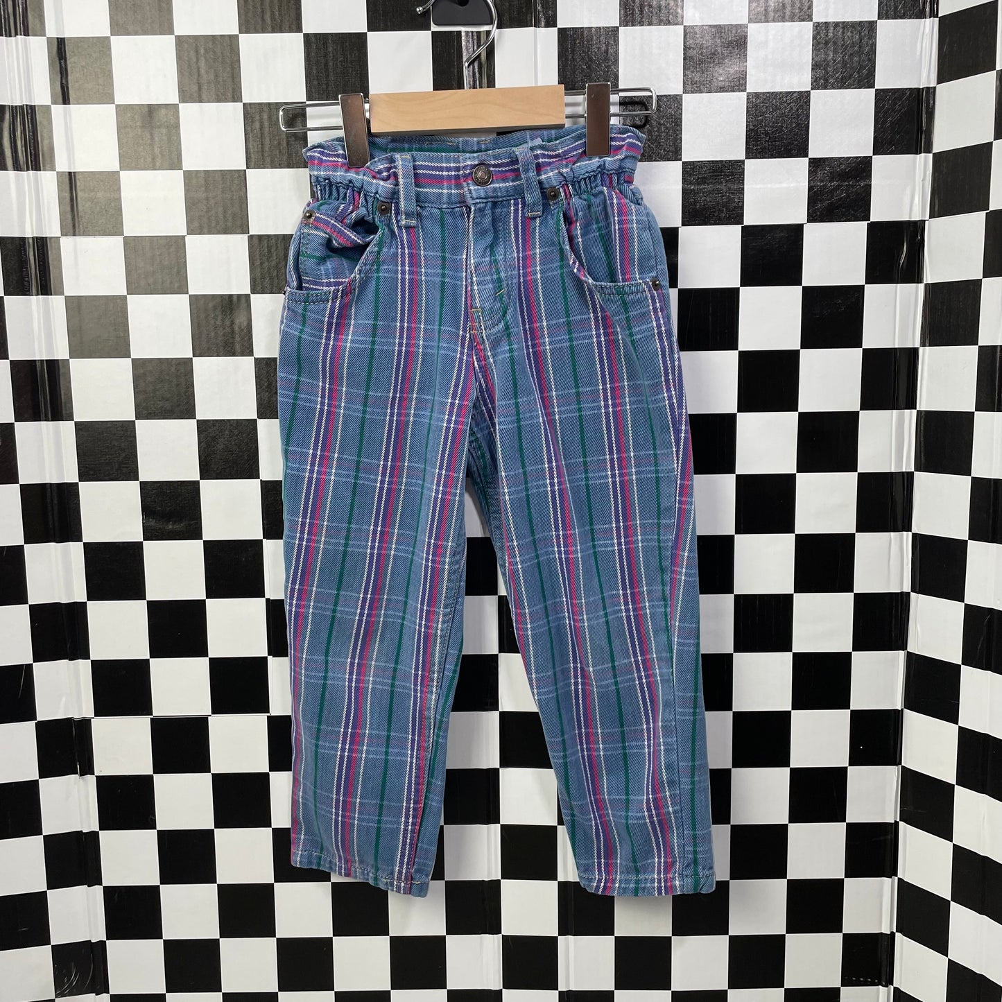 Vintage 1990's Levi's Plaid Paperbag Pants - Size 4T