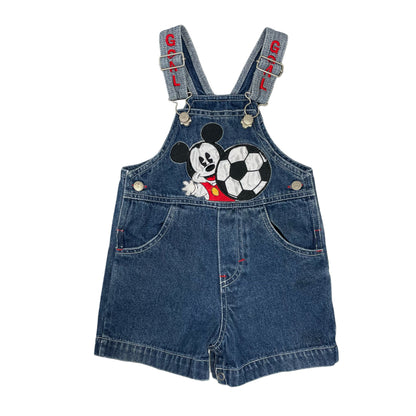 Y2K Mickey Soccer Denim Shortalls - 18 Months