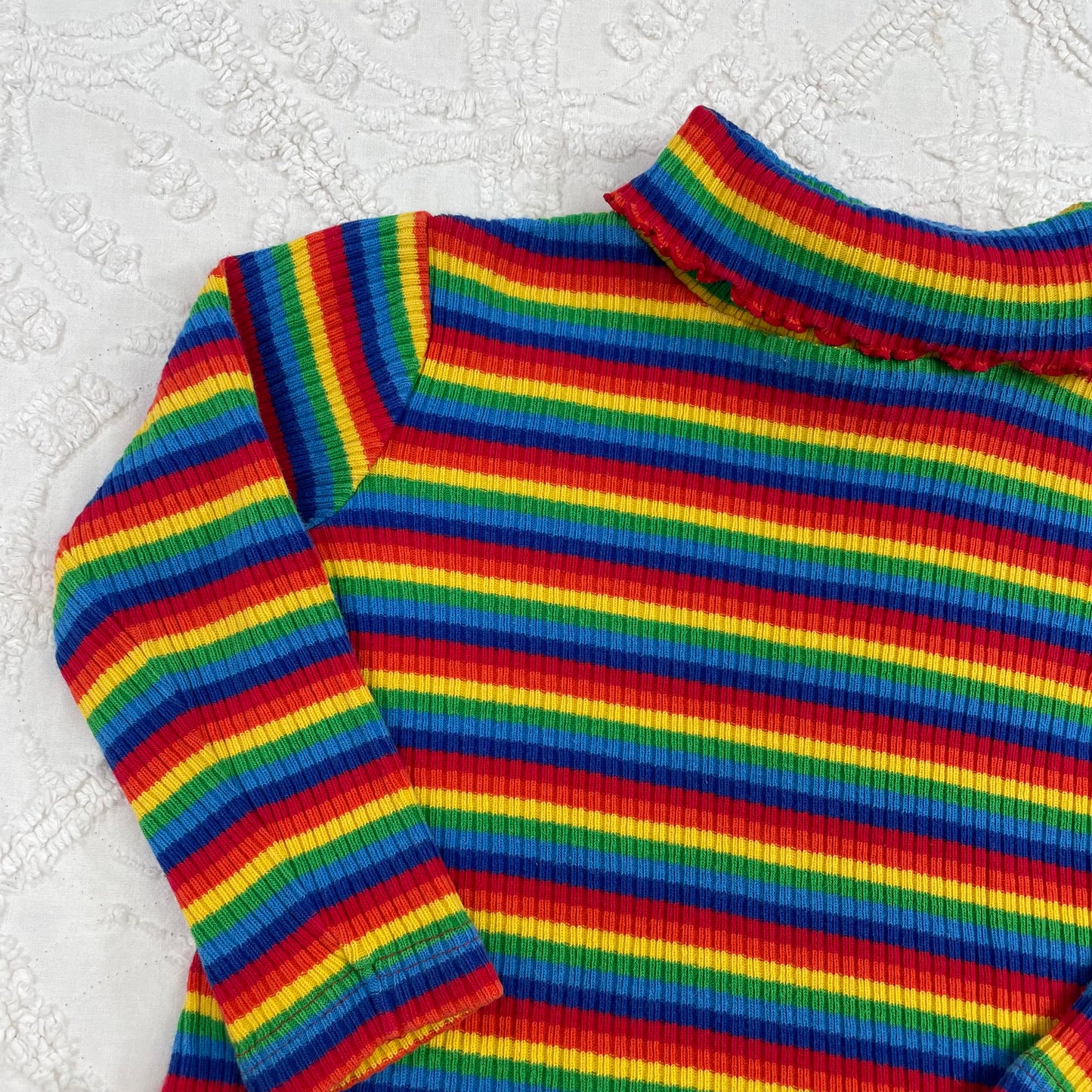 Vintage Rainbow Striped Turtleneck - 2T